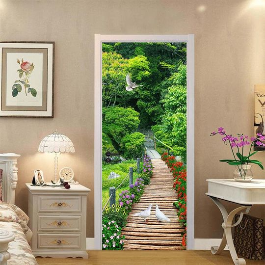 Discover 3D Plants Path Self-adhesive Door Stickers
