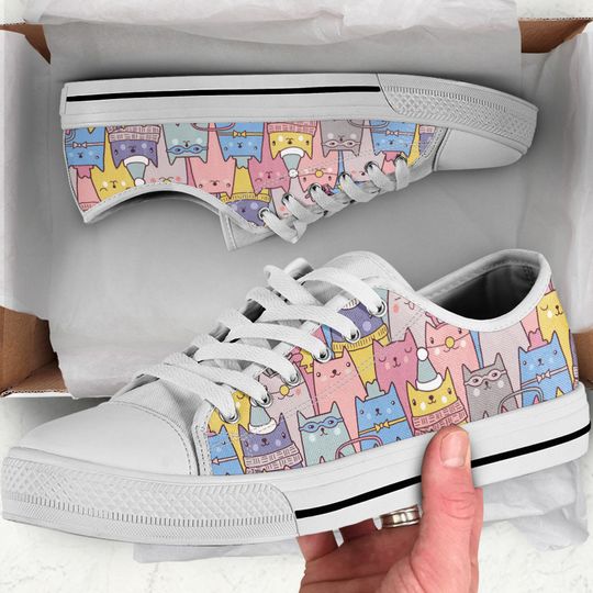 Discover Cat Women's Low Top Sneakers, Cat Sneakers