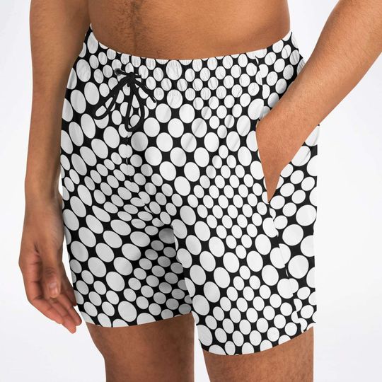 Discover Black And White Dot Abstract  Beach Shorts