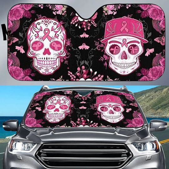 Discover Pink Tattoo Car Sun Shade, Skulls Car Sun Shade