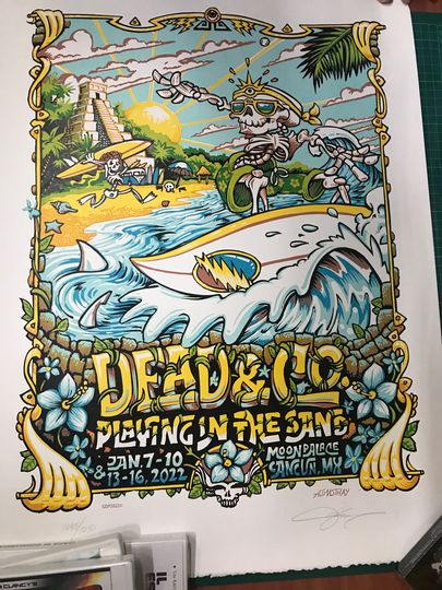 Discover AJ Masthay Dead and Company Playing in the Sand 2022 Poster