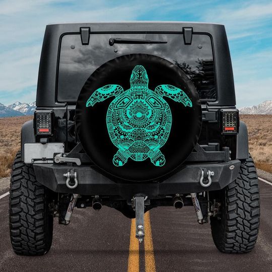 Discover Spare Tire Cover with Sea Turtle, Teal Turtle Spare Tire Cover