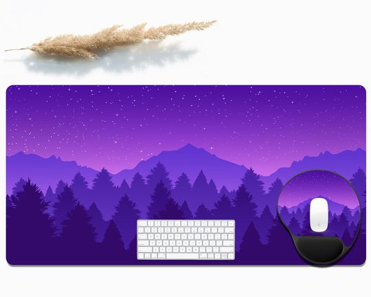 Discover Purple Landscape Mountain Desk Mat, Extra Large Desk Mat