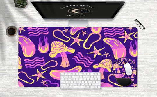 Discover Mushroom Desk Mat, Purple Desk Mat, Gaming Mouse Pad, Gaming Keyboard Mat