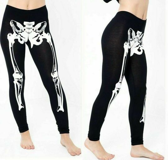 Discover Skeleton Print Leggings Halloween Bone Full Length Trouser Legging