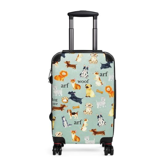 Discover Dogs on Green Carryon Luggage Cabin Suitcase, Hardcase Luggage