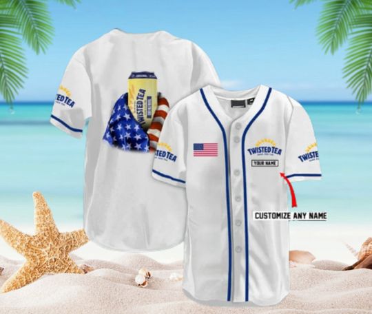 Discover Personalized Vintage White USA Flag Twisted Tea Jersey Shirt