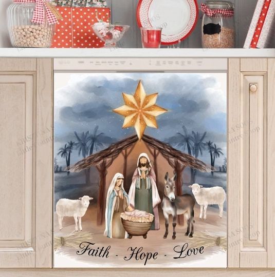 Discover Christmas The Holy Family Dishwasher Cover