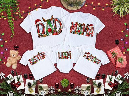 Discover Personalized Christmas Family Shirt, Personalized Christmas Family Matching Shirt