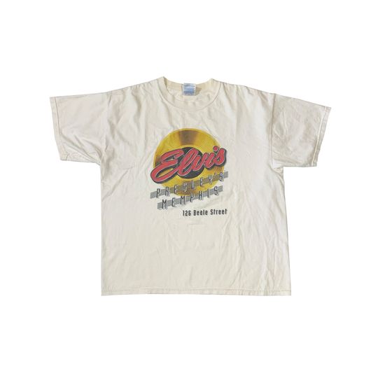 Discover Vintage 90s Elvis Presley's Memphis T-shirt Graceland Rare King of Pop Rockabilly Music Rock and Roll Band Tee