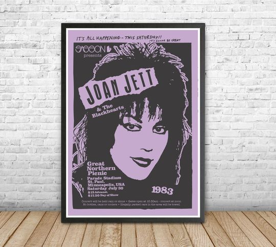 Discover Punk rock Poster, Joan Jett & the Blackhearts 1983, , Great Northern Picnic Poster