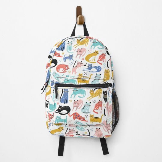 Discover Cute Colorful Cat Pattern Artwork Backpack