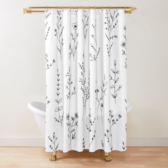 Discover New Wildflowers White Shower Curtain