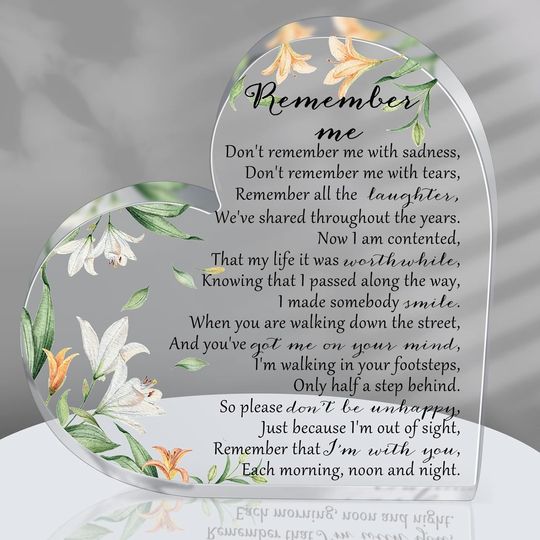 Discover Sympathy Gifts Heart Shape Memorial Bereavement Gifts Crystal Acrylic