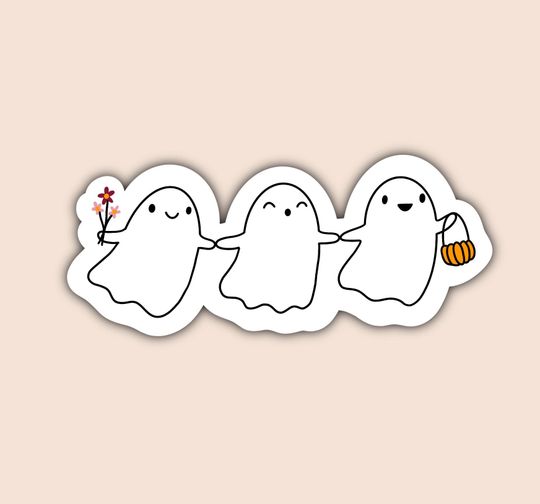 Discover Happy Ghost Sticker, Spooky Sticker