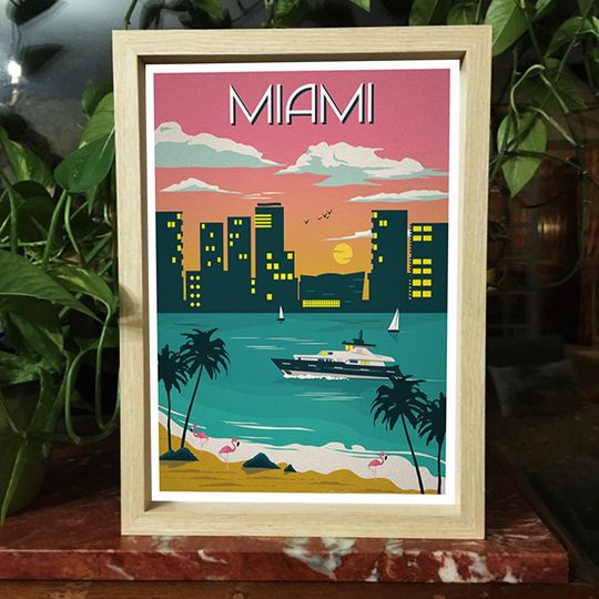 Discover Vintage Miami Travel Poster