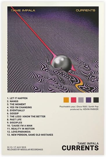 Discover Tame Poster Impala Currents Album Cover Poster, Bedroom Decor, Room Decor