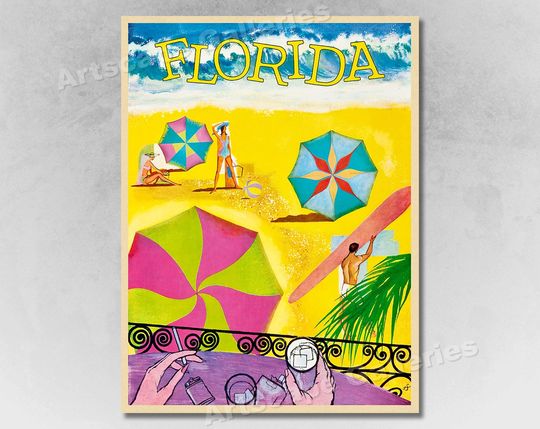 Discover Florida 1960s Vintage Travel Poster