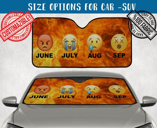 Discover Funny Windshield Sun Shade, Emoji Patterned Car Sun Shade