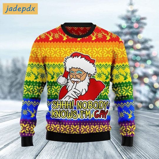 Discover LGBT Nobody Knows I'm Gay Santa Claus Ugly Christmas Sweater