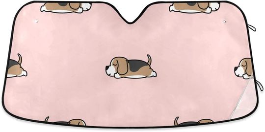 Discover Beagle Puppy Pattern Front Windshield Sunshade Foldable Visor Shield Cover