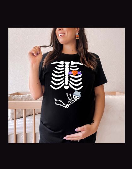 Discover Mom to Be Skeleton boy Halloween t-shirt, Maternity Halloween Shirt