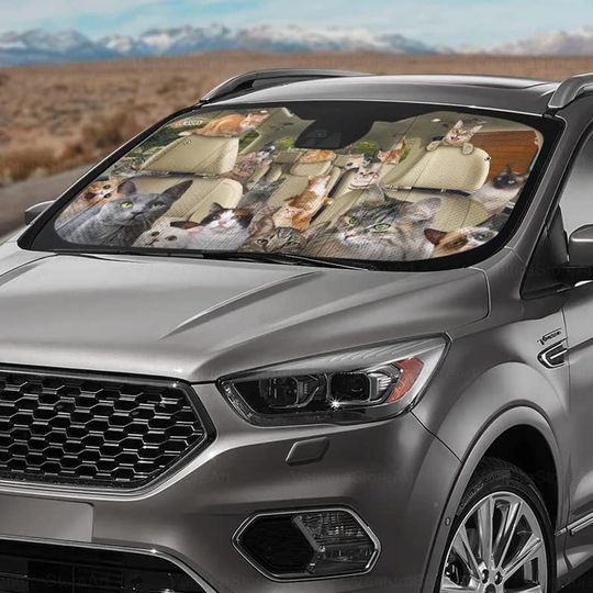 Discover Funny Cat Family Car Sun Shade