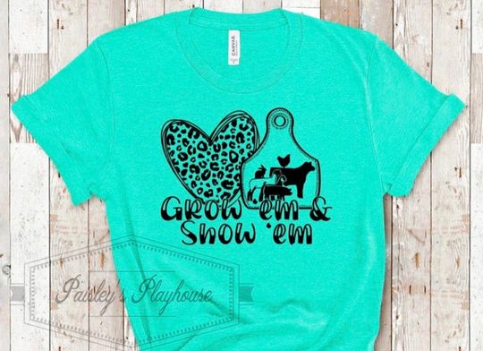 Discover Grow Em and Show Em 4H Farm Animal Sublimation T-Shirt   3D
