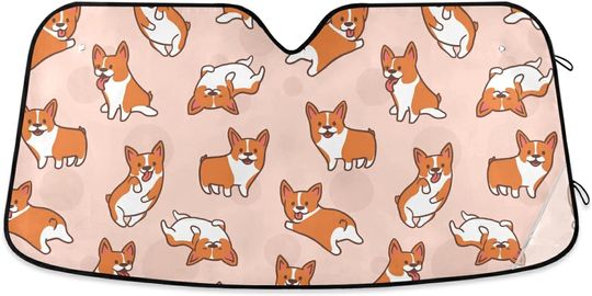 Discover Corgi Front Windshield Sunshade Foldable Sun Visor