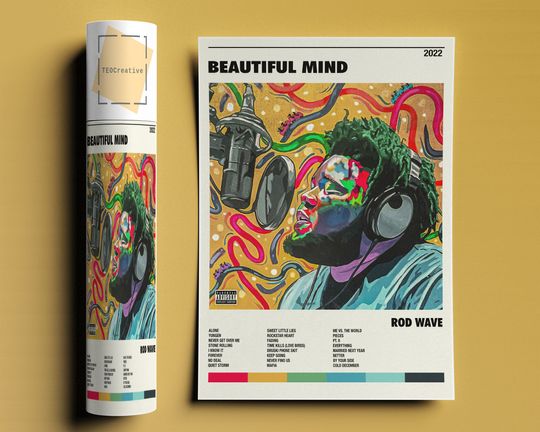 Discover Rod Wave Beautiful Mind Poster, Rod Wave Poster, Beautiful Mind Album Poster
