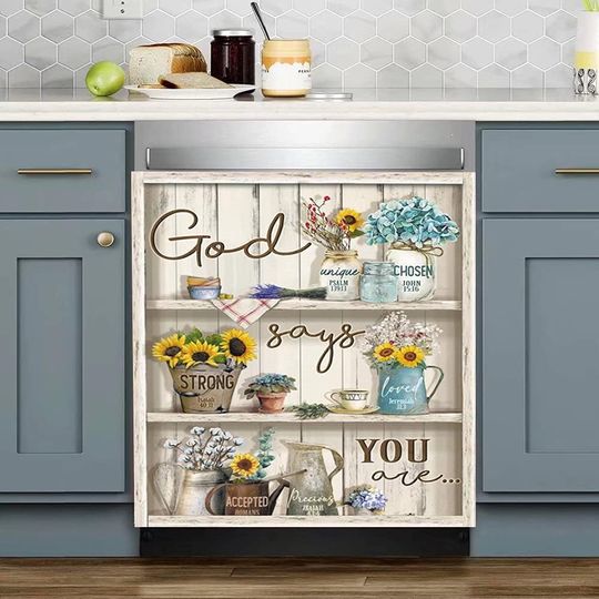 Discover Sunflower Sticker Floral Dishwasher Cover