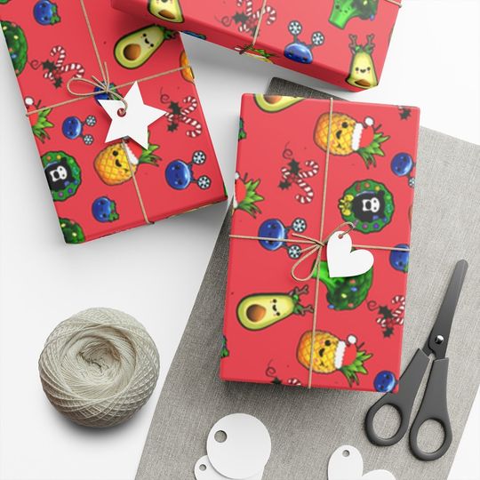 Discover Red Christmas Hey Bear Sensory Gift Wrapping Paper