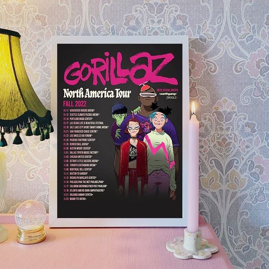 Discover Gorillaz Fall Tour 2022 Poster, Music Print