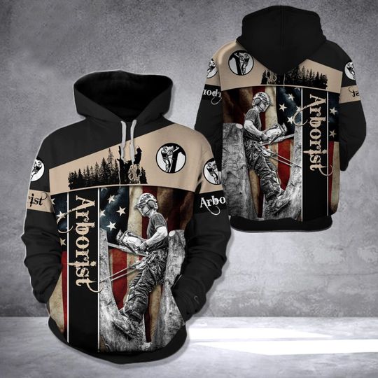 Discover Arborist In The Construction US Flag Vintage 3D Pullover All Over Print Hoodie