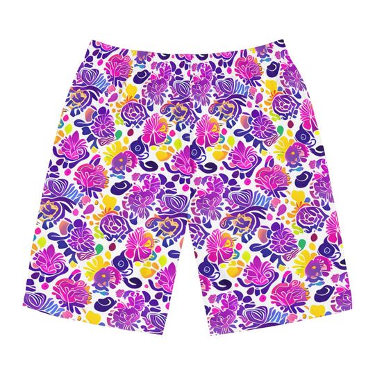 Discover Men's Board Shorts | AI Floral Pattern | Surfing Shorts | Men's Summer Vacation Clothing