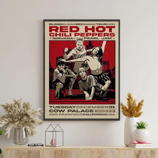 Discover Red Hot Chili Peppers Tour Poster, Red Hot Chili Peppers Vintage Print Wall Art