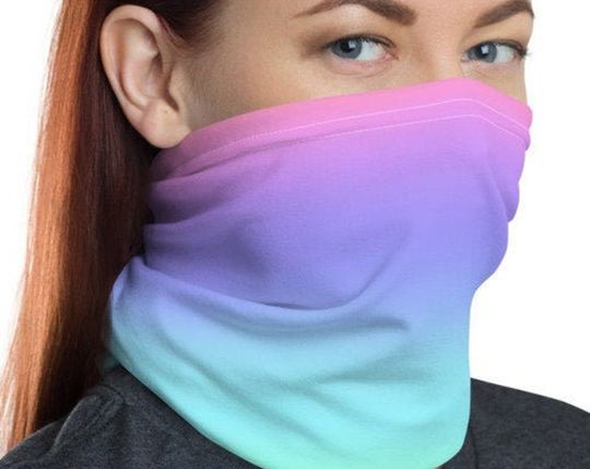 Discover Cooling Neck Gaiter for Women Made in USA, Pastel Ombre Scarf, Soft Breathable and Stretchy Fabric
