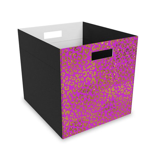 Discover Fuchsia And Gold Leopard Print Felt Storage Box