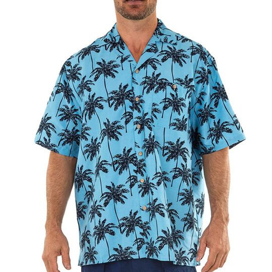 Discover Aqua Button Down Hawaiian Shirt