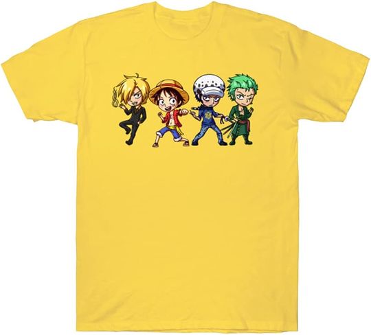Discover Luffy Law Zoro and Sanji Chibis One Piece Anime T-Shirt
