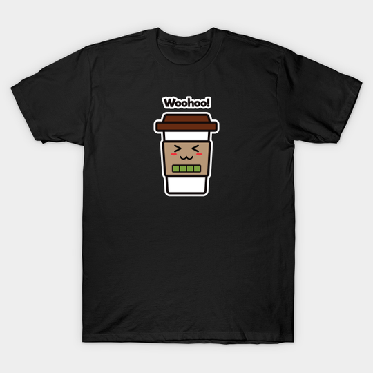 Discover Woohoo! | Coffee Cup | Charging | High Battery | Cute Kawaii | Black - Coffee - T-Shirt