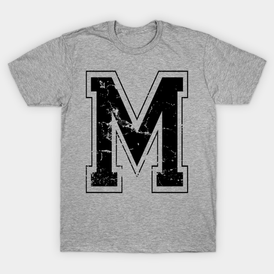 Discover Initial Letter M Black Jersey Sports Athletic Player - Jersey Letter M - T-Shirt