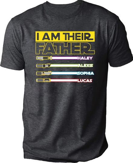 Discover I Am Their Father Personalized Dad Shirt Fathers Day Daddy Shirt Custom Shirt with Kids Name Gift for Men Husband Dad
