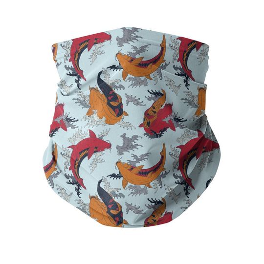 Discover Koi Carp Stylish Adjustable Neck Gaiter, Scarf Fabric Gaiter Face Covering Mask