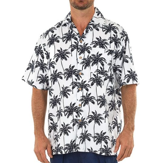 Discover White Button Down Hawaiian Shirt