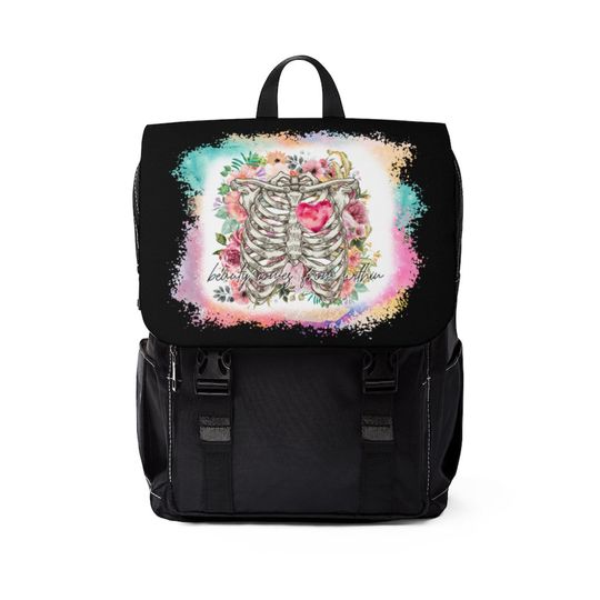 Discover Goth Skeleton Backpack Unisex Casual Shoulder Backpack