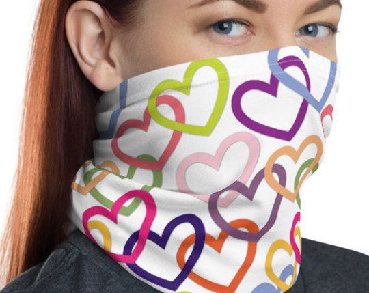 Discover Colorful Hearts Cooling Summer Neck Gaiter, Full Face Dust Mask, Headwear Washable Scarf