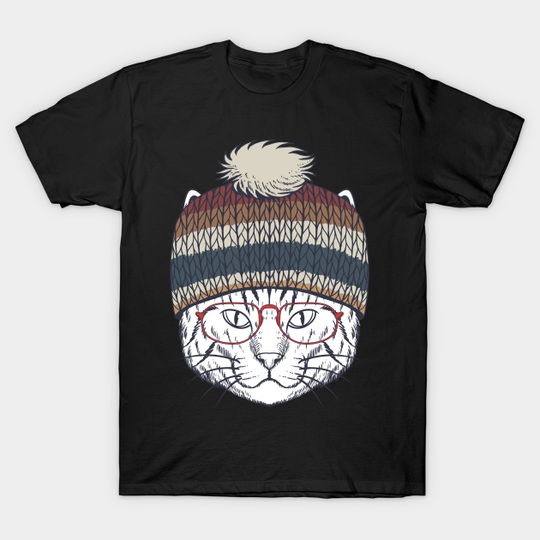 Discover Cat Wearing a Red Glasses and Beanie - Cat - T-Shirt