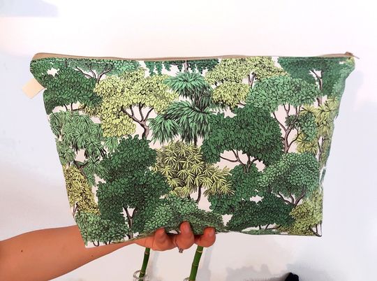 Discover Extra Large pouch, Forest pouch, Large toiletry bag, cotton Tree pouch, big cosmetic bag, Giant pouch
