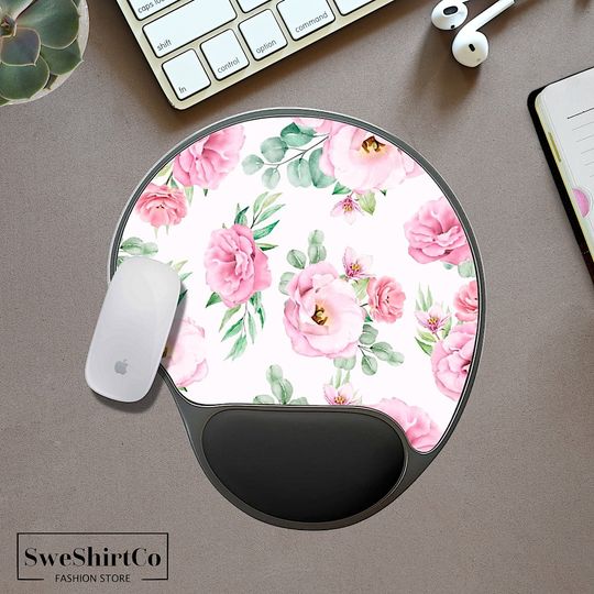 Discover Watercolor Flower Print, Mouse Pad With Wrist Rest, Work From Home, Gaming Mouse Pad, Unique Mouse Pad